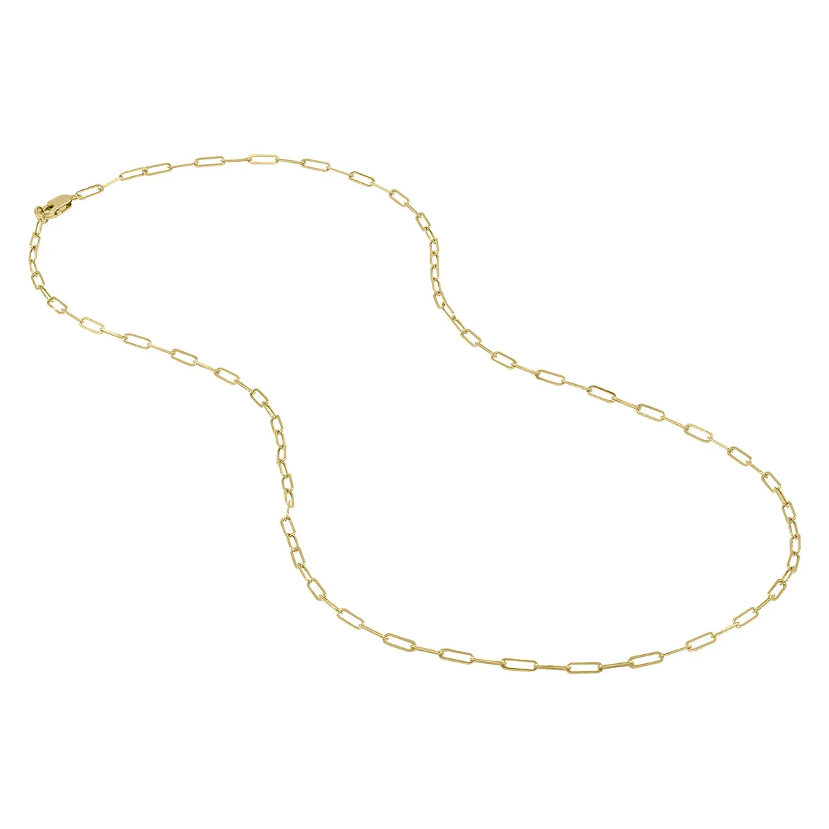 14K Yellow Gold Filled 2Mm Flat Link Paperclip Chain With Lobster Clasp - 18 Inch