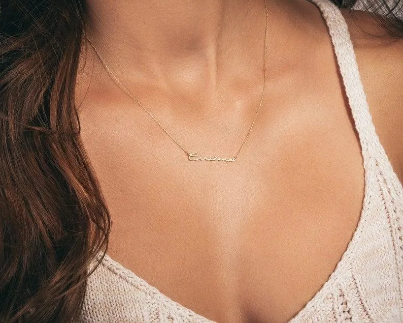 Custom Name Necklace - Name Plate Necklace, Personalized Name Pendant by Cushy Pups