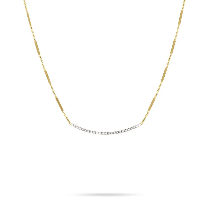 Marco Bicego Goa Collection 18K Yellow Gold Pave Diamond Bar Necklace