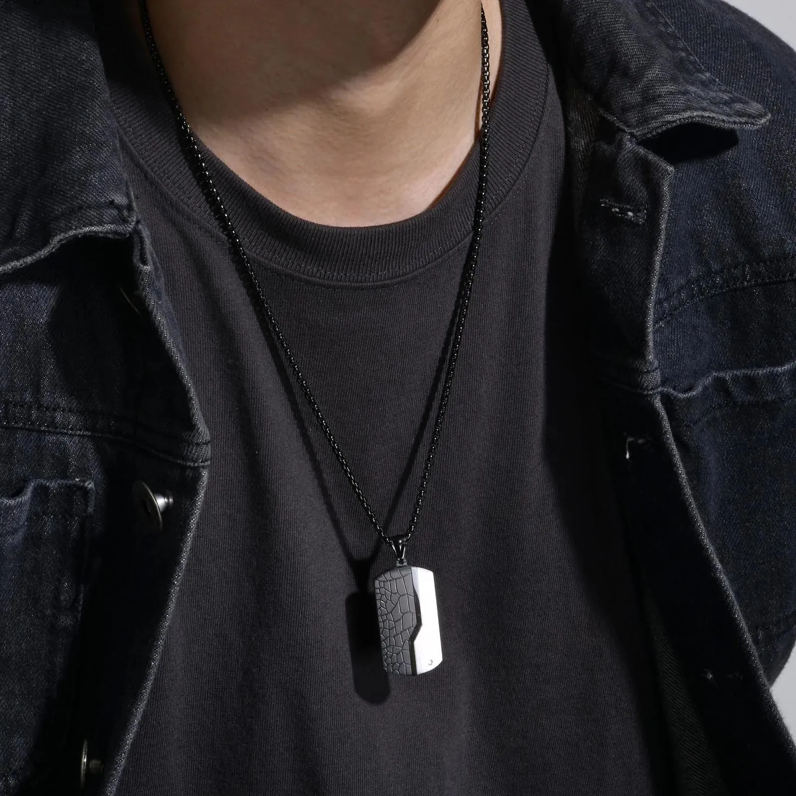 Men's Stainless Steel Dog Tag Pendant Necklace Geometric Dogtag Necklaces Gift for Him Jewelry