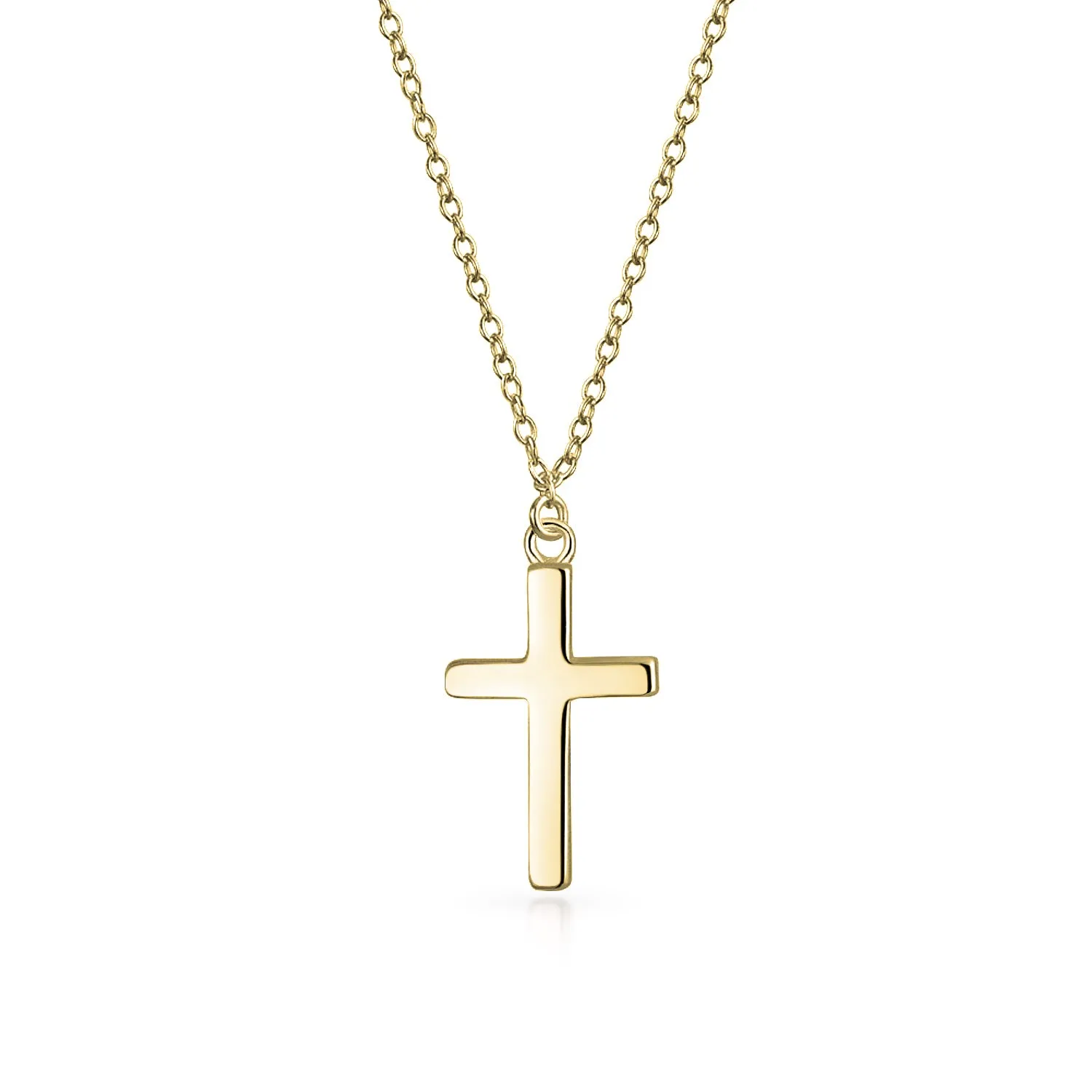 Minimalist Religious Cross Pendant Necklace in Rose Gold Plated Sterling Silver