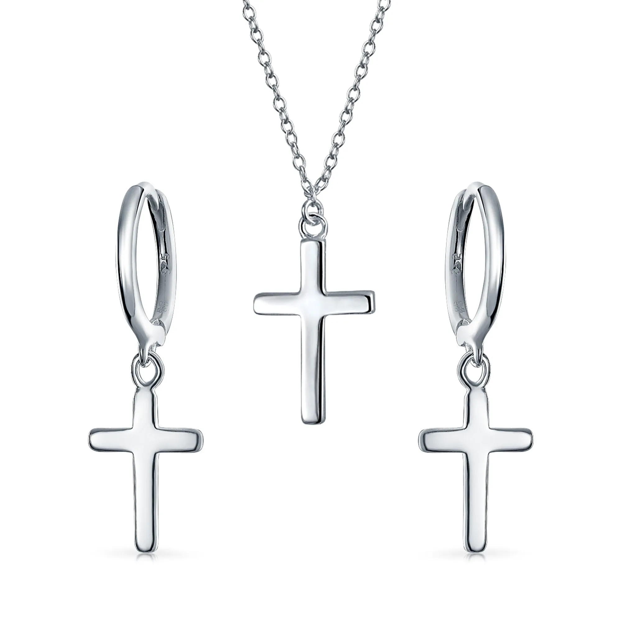 Minimalist Religious Cross Pendant Necklace in Rose Gold Plated Sterling Silver