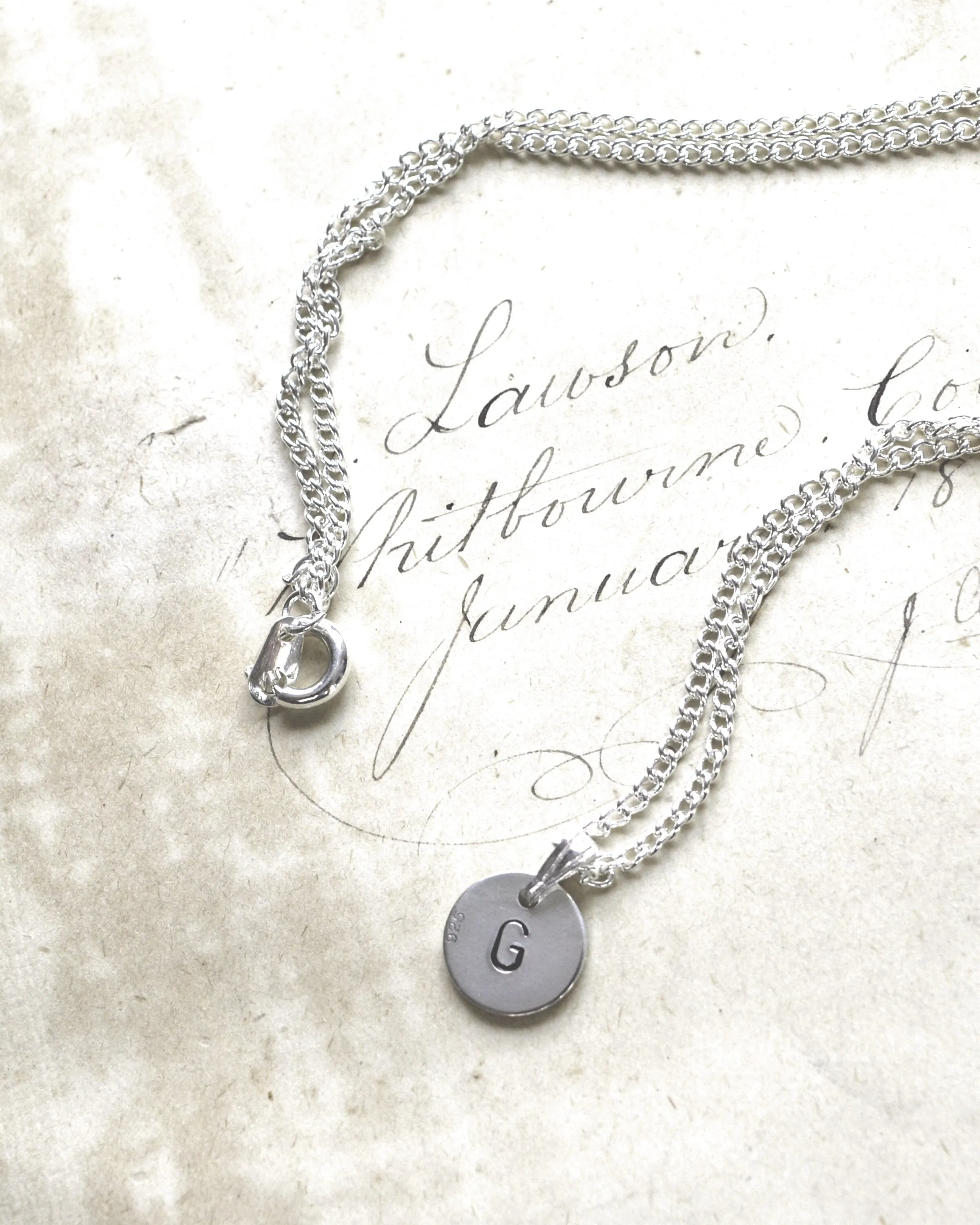 Silver Initial Necklace// custom monogram necklace, simple name pendant, personalised jewellery