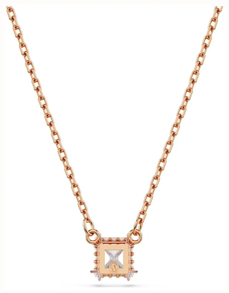 Swarovski Stilla Attract Pendant Necklace - Squar Cut, White, Rose-Gold Plated
